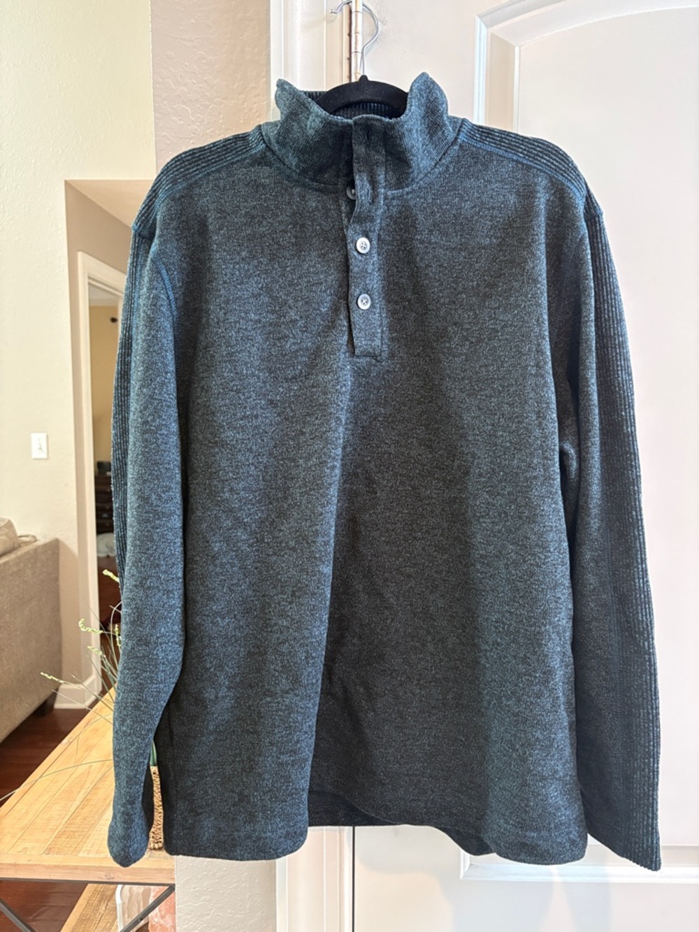 Van Heusen Men's Zip-Up Mock Neck Sweater - Charcoal